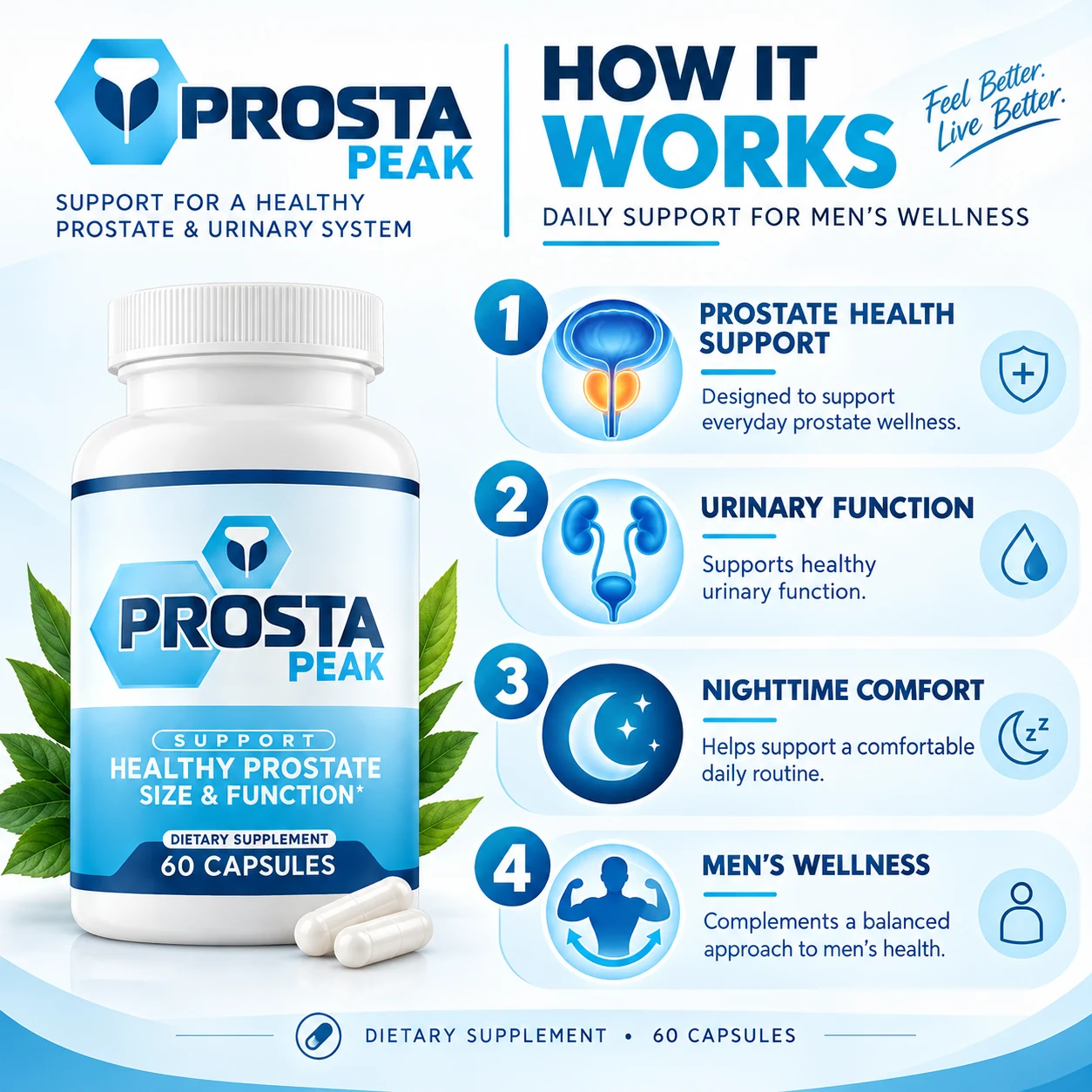 How Prostapeak works: prostate health support, urinary function, nighttime comfort, men's wellness